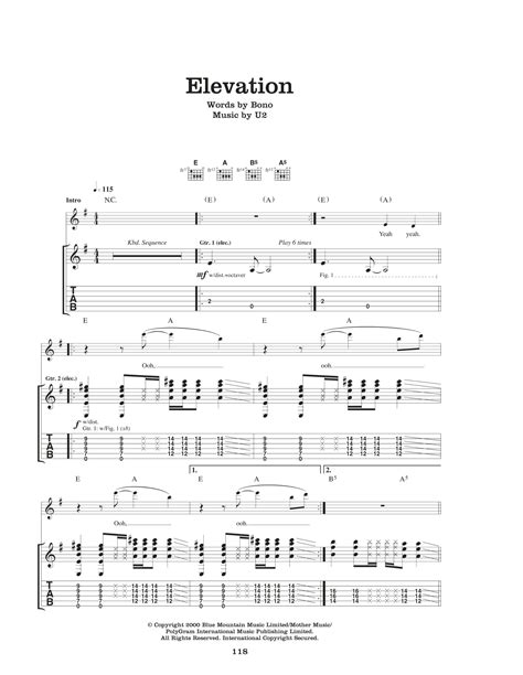 guitar prada u2 elevation|Elevation tab with lyrics by U2 for guitar @ Guitaretab.